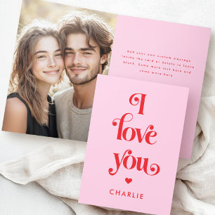 I love you elegant retro red pink Valentine's day Holiday Card