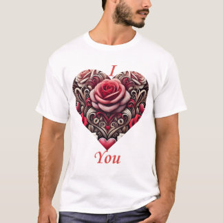 🌹 I Love You – Elegant Rose Heart Design T-Shirt