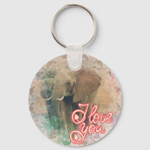 I Love You Elephants Key Ring