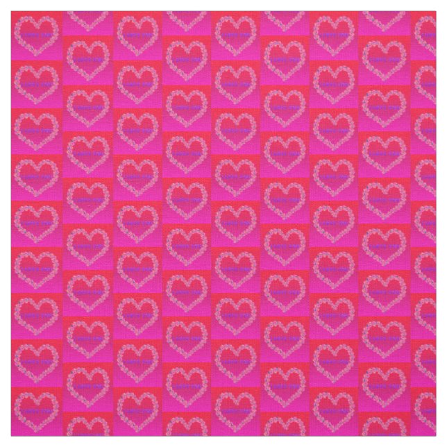 I Love You Fabric Pink Background (Swatch)