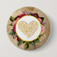 I Love You Fancy Golden Heart with Floral Frame