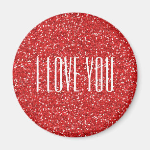 I Love You Faux Glitter or Your Own Text Magnet