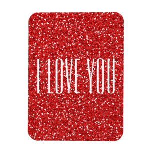 I Love You Faux Glitter or Your Own Text Magnet