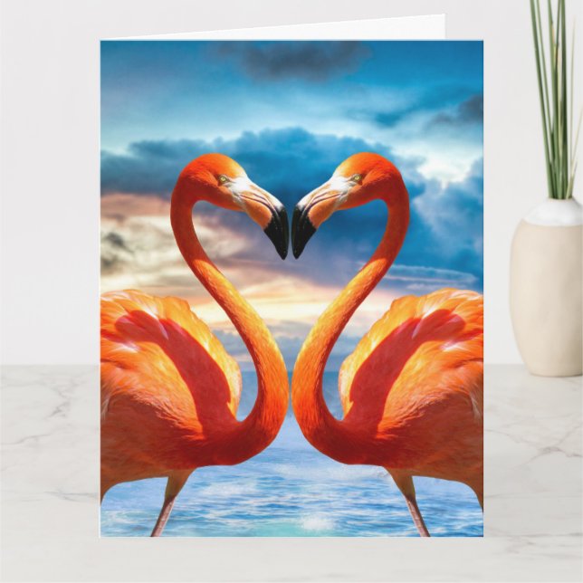I LOVE YOU FLAMINGOS BIG GREETING CARD (Front)