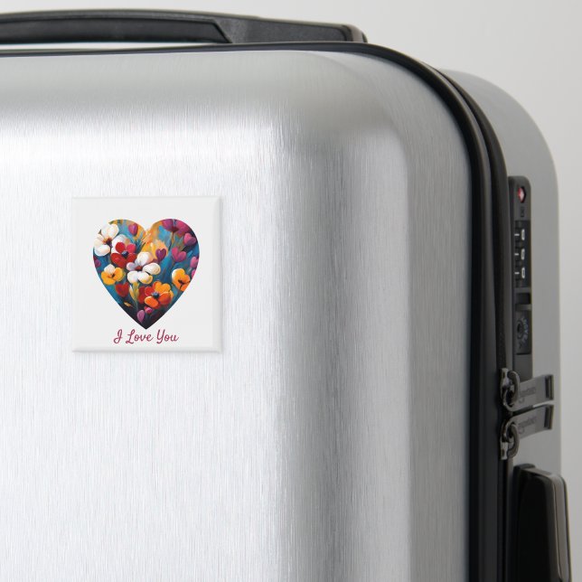 I Love You Flower Heart Magnet (In Situ (Luggage))
