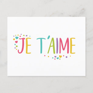 I love you French Je t'aime- rainbow Postcard