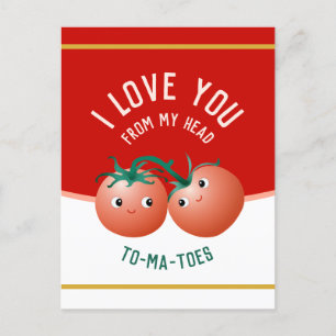 I love you from my head to my toes cute tomatoes postcard
