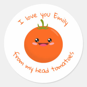 I Love You From My Head Tomatoes Funny Pun Classic Round Sticker