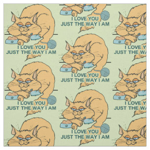 I Love You Funny Cat Graphic Saying Fabric