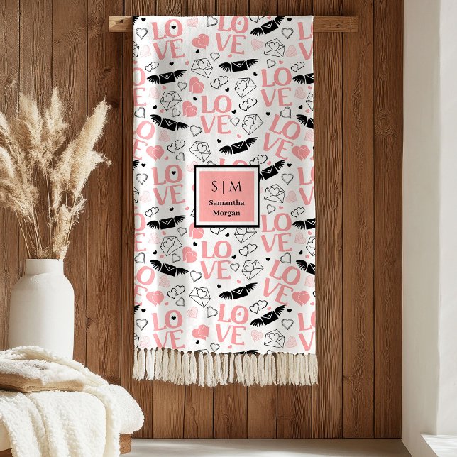 I Love You Gift Personalized Valentine Heart Throw Fleece Blanket (I Love You Gift Personalized Valentine Heart Blanket)