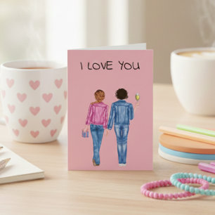 I Love you Girlfriend Valentine's Day Watercolor H Holiday Card
