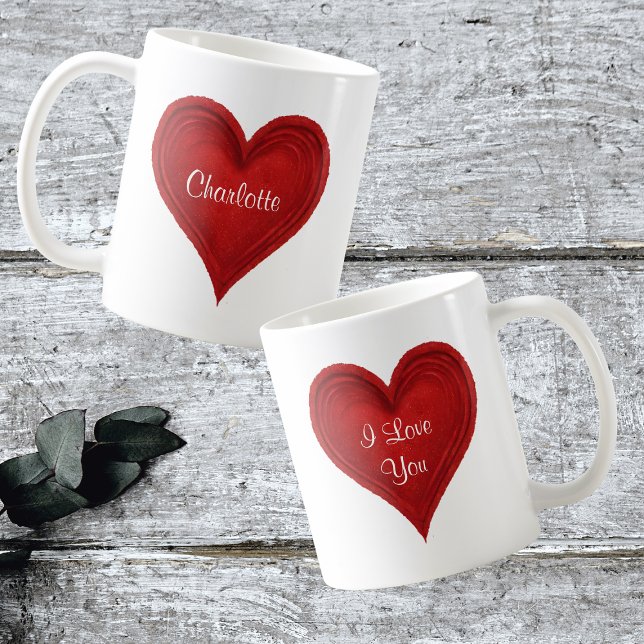 I Love You Girly Heart Name White Coffee Mug (Front And Back)