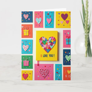 I Love You Glitter Hearts Card