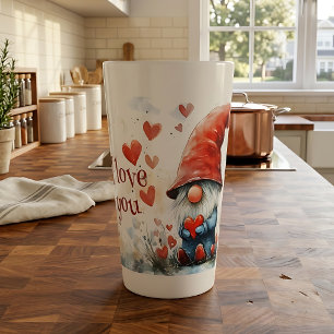 I Love You Gnome Latte Mug –Valentine Garden Gnome
