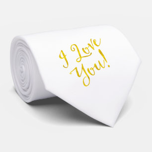 I Love You Gold Faux Foil Inspirational Metallic Tie