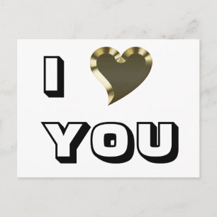 I Love You gold heart modern bold typography Postcard