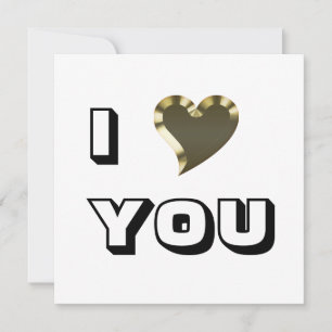 I Love You gold heart modern typography bold Card