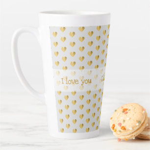 I love you - Golden Foil Hearts Modern Grunge Latte Mug