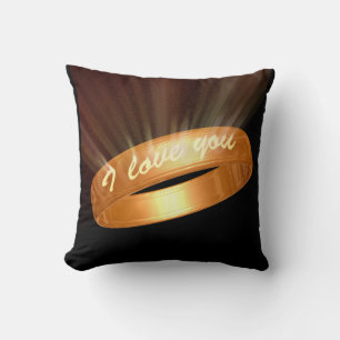 "I love you" Golden Ring Cushion