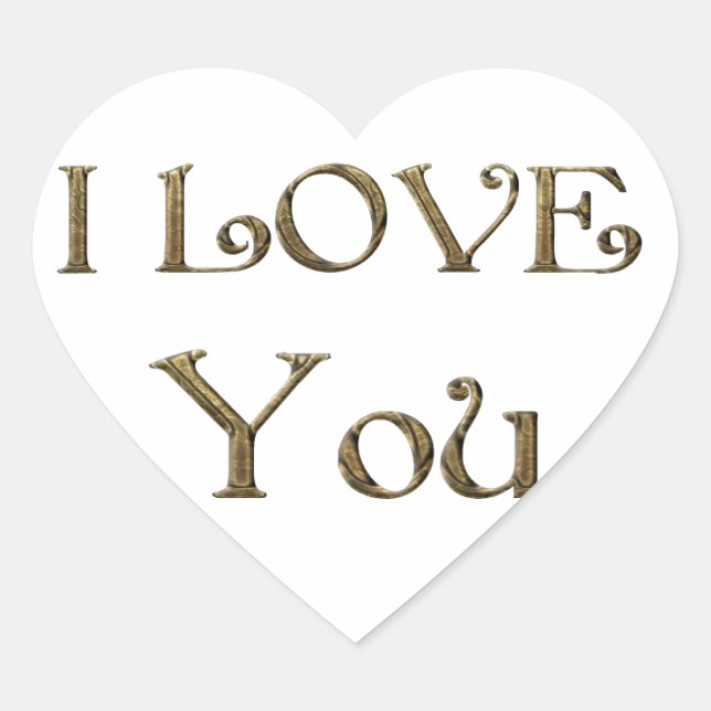 I Love You Golden Text Typography Elegant Heart Sticker (Front)