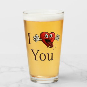 I Love You goofy heart Glass