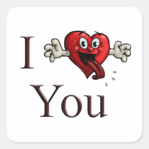 I Love You goofy heart Square Sticker