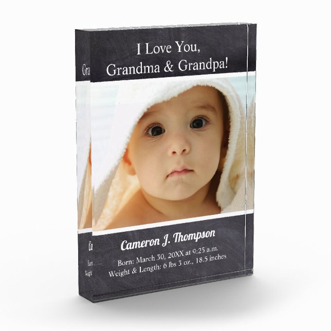 I Love you, Grandma and Grandpa Baby Photo Block (Left)