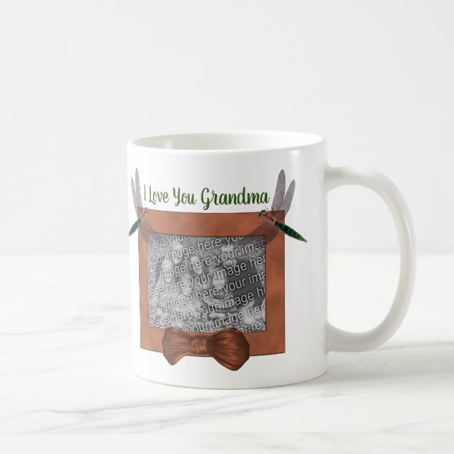 I Love You Grandma Dragonfly Personalised Photo    Coffee Mug (Right)
