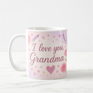I Love You Grandma Gift – Floral Gift Design  Coffee Mug