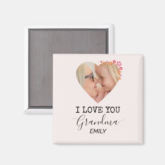 I Love You Grandma | Personalised Photo Magnet (Front/Back)