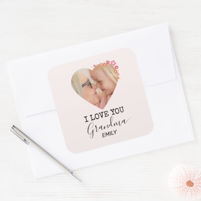 I Love You Grandma | Personalised Sticker (Envelope)