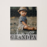 I Love You Grandpa Custom Photo Jigsaw Puzzle<br><div class="desc">Create modern photo puzzle for your grandpa. Design features of 1 photo and ''I love you Grandpa'' typography script on a grey background. Perfect gift for grandfathers.</div>