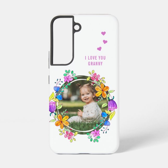 I LOVE YOU GRANNY Photo Colourful Floral Modern Samsung Galaxy S22 Case (Back)