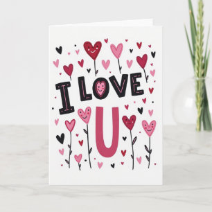 I Love You Graphic Heart Art Card