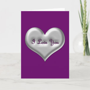 I love you grey heart with metallic effect card