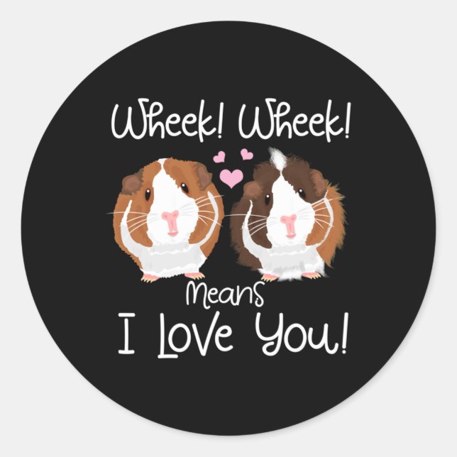 I Love You Guinea Pig Cavy Roddent Classic Round Sticker (Front)