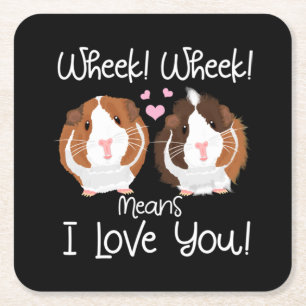 I Love You Guinea Pig Cavy Roddent Square Paper Coaster