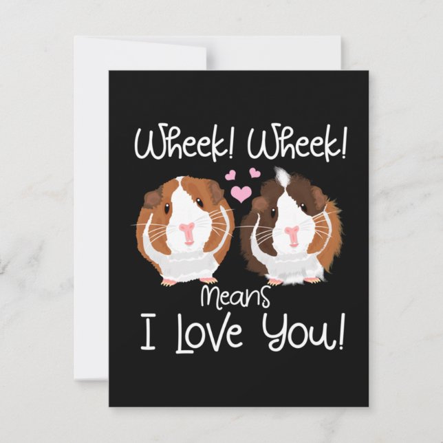 I Love You Guinea Pig Cavy Roddent Thank You Card (Front)
