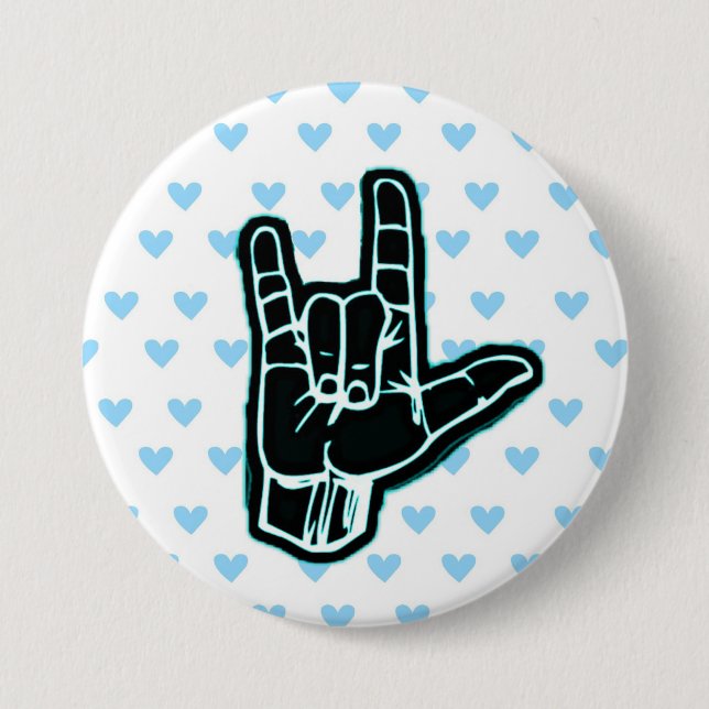 I Love You (Hand ASL) 7.5 Cm Round Badge (Front)
