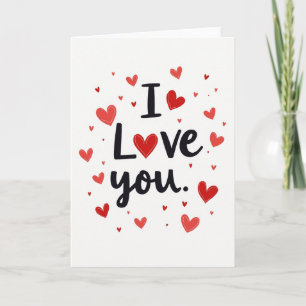 I Love You Hand Drawn Heart Pattern Card