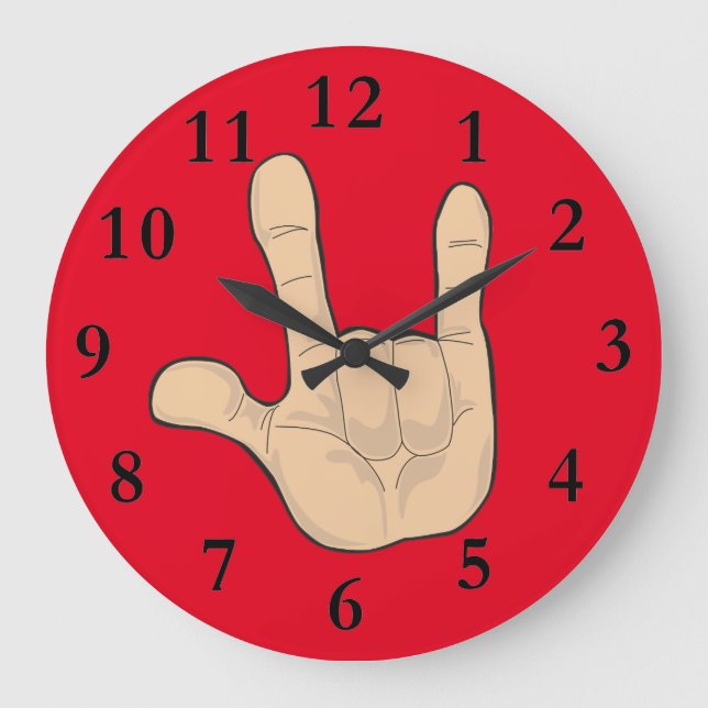 I LOVE YOU HAND GESTURE LARGE CLOCK (Front)