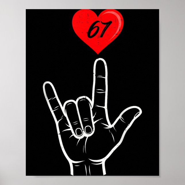 I Love You Hand Sign Asl Heart 67 Women Kids Men V (Front)