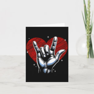 I Love You Hand Sign Asl Heart Women Kids Men Vale Card