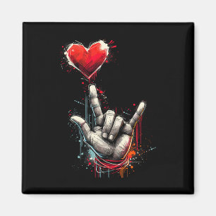 I Love You Hand Sign Asl Heart Women Kids Men Vale Magnet