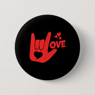 I Love You Hand Sign Asl Valentine' Day Funny Wome 6 Cm Round Badge