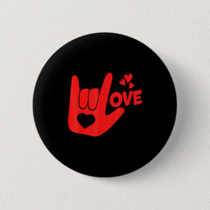 I Love You Hand Sign Asl Valentine' Day Funny Wome 6 Cm Round Badge