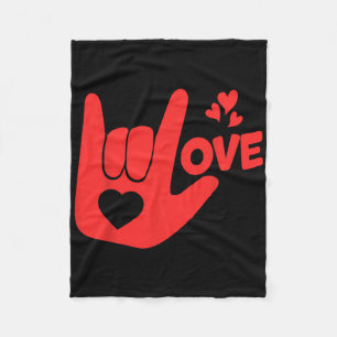 I Love You Hand Sign Asl Valentine' Day Funny Wome Fleece Blanket