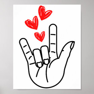 I-love You Hand Sign Heart Women Girls Valentines