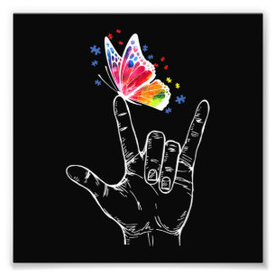 I Love You Hand Sign Language Butterfly Autism