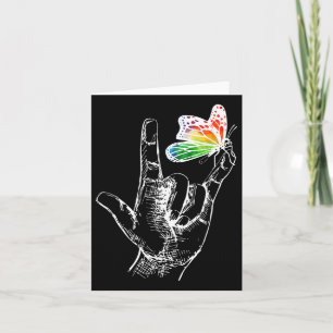 I Love You Hand Sign Language Butterfly Autism Awa Card